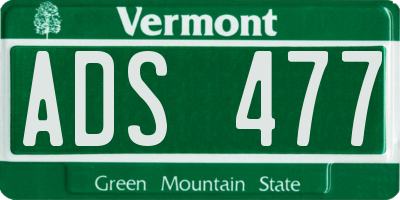 VT license plate ADS477