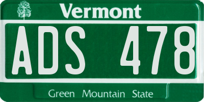 VT license plate ADS478