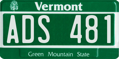 VT license plate ADS481