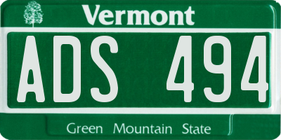 VT license plate ADS494