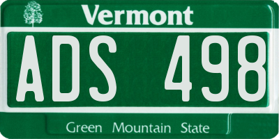 VT license plate ADS498