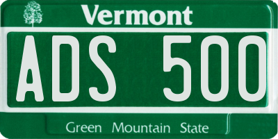 VT license plate ADS500