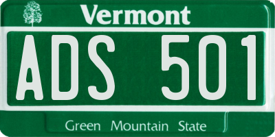 VT license plate ADS501