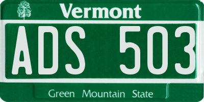 VT license plate ADS503
