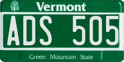 VT license plate ADS505