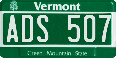 VT license plate ADS507