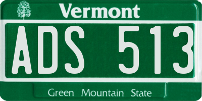 VT license plate ADS513