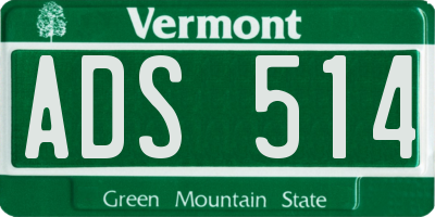 VT license plate ADS514