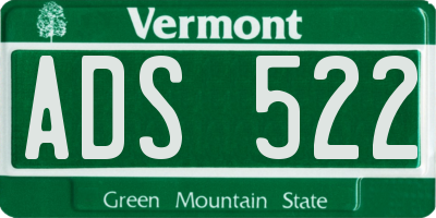 VT license plate ADS522