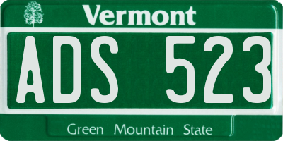 VT license plate ADS523