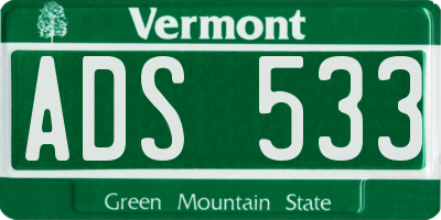 VT license plate ADS533