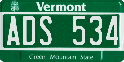 VT license plate ADS534