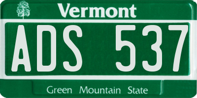VT license plate ADS537