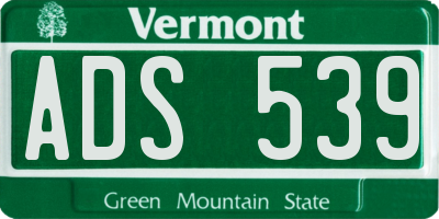 VT license plate ADS539