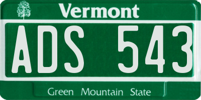 VT license plate ADS543