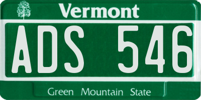 VT license plate ADS546