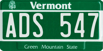 VT license plate ADS547