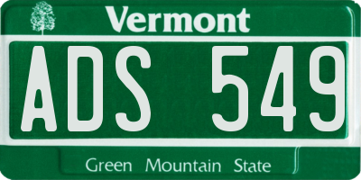 VT license plate ADS549