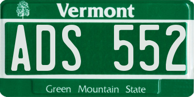 VT license plate ADS552