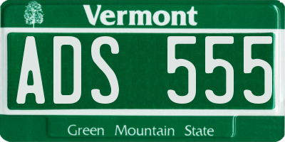 VT license plate ADS555