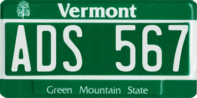 VT license plate ADS567