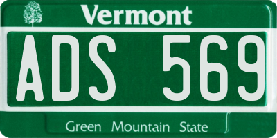 VT license plate ADS569