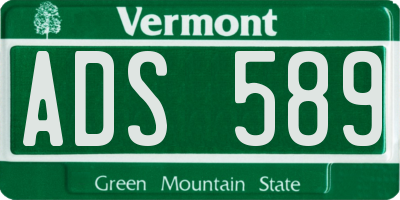 VT license plate ADS589