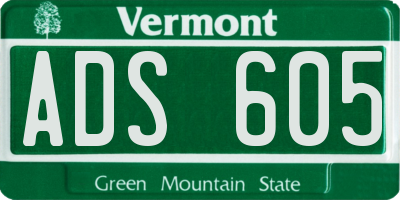 VT license plate ADS605