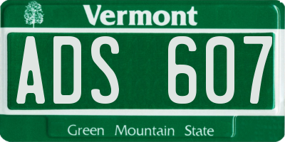 VT license plate ADS607