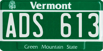VT license plate ADS613