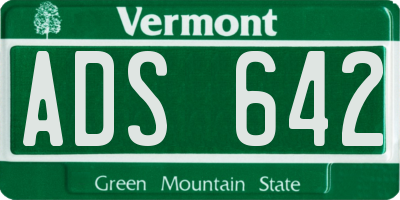 VT license plate ADS642