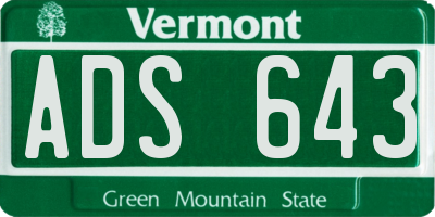 VT license plate ADS643