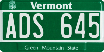 VT license plate ADS645