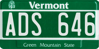 VT license plate ADS646