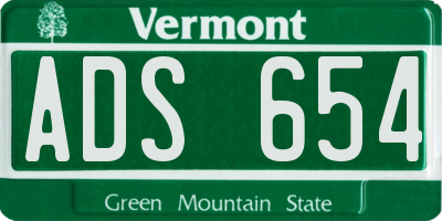 VT license plate ADS654