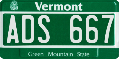 VT license plate ADS667