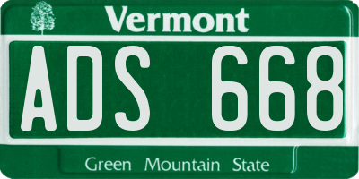 VT license plate ADS668