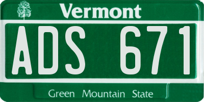 VT license plate ADS671