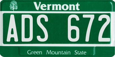 VT license plate ADS672