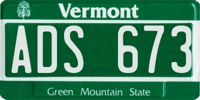 VT license plate ADS673
