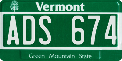 VT license plate ADS674