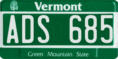 VT license plate ADS685