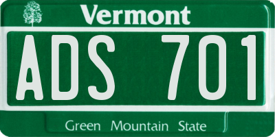 VT license plate ADS701