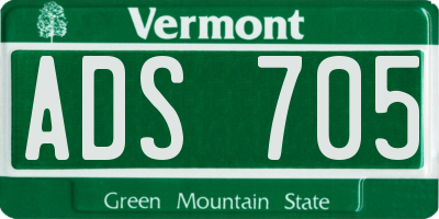 VT license plate ADS705