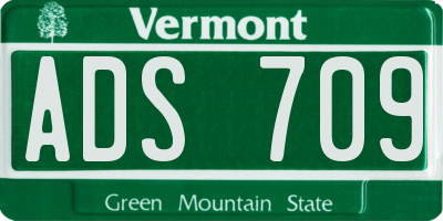 VT license plate ADS709