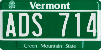 VT license plate ADS714