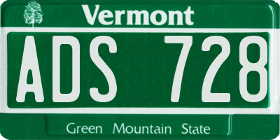VT license plate ADS728