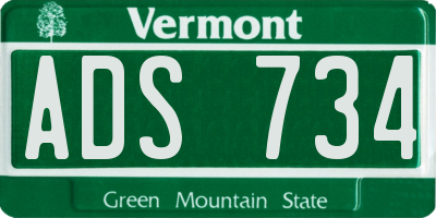 VT license plate ADS734