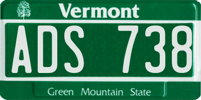 VT license plate ADS738