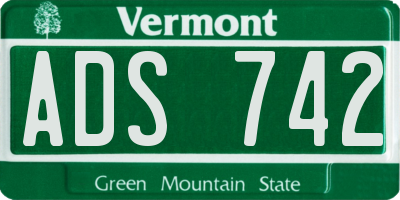 VT license plate ADS742